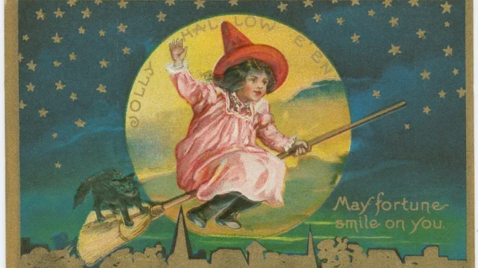 A Vintage Halloween postcard historically sent during Halloween Celebrations, discover how a Festival Celebrating Life and Death Became a Global Trend 