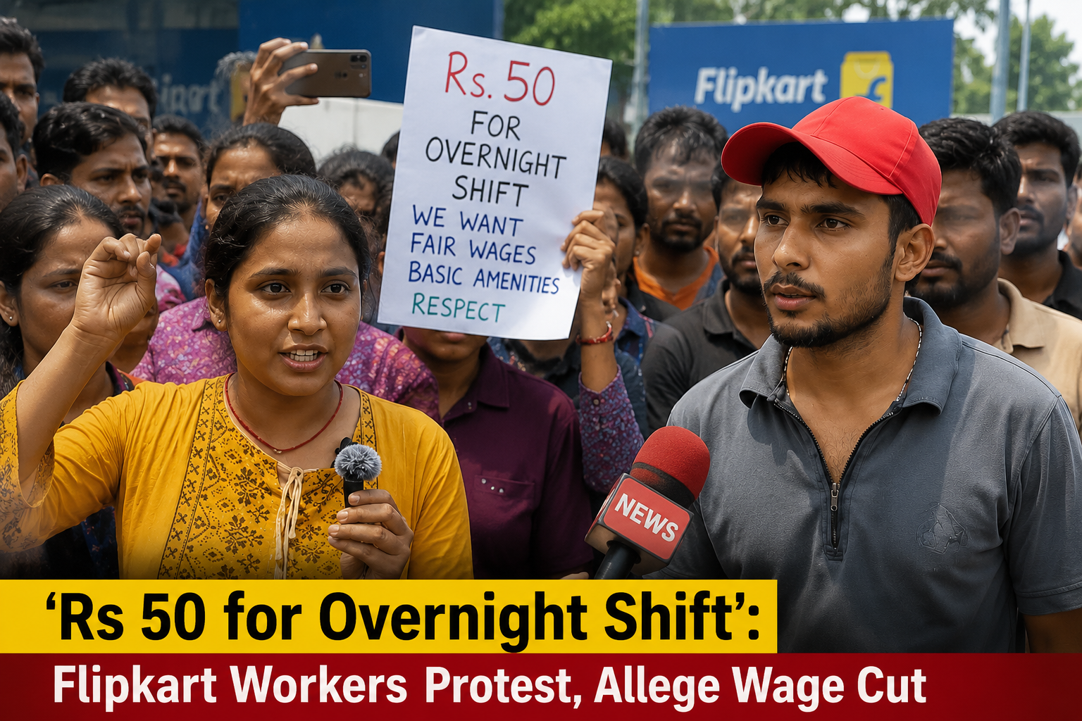 '₹50 for an Overnight Shift': Flipkart Workers Protest Over Alleged Wage Cuts, Poor Conditions